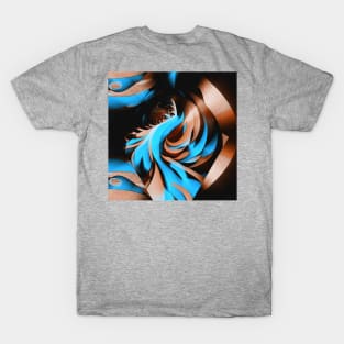 Turquoise Brown Abstract Pattern T-Shirt